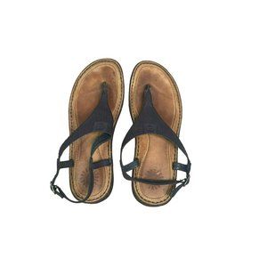 Ugg Sandals Womens 9 Leather Flat Buckle Thong Gray Ankle Strap